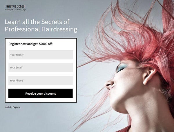 Hairstylist-School landing page template