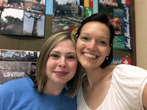 Stasia with her French teacher, associate producer Beckie Rankin