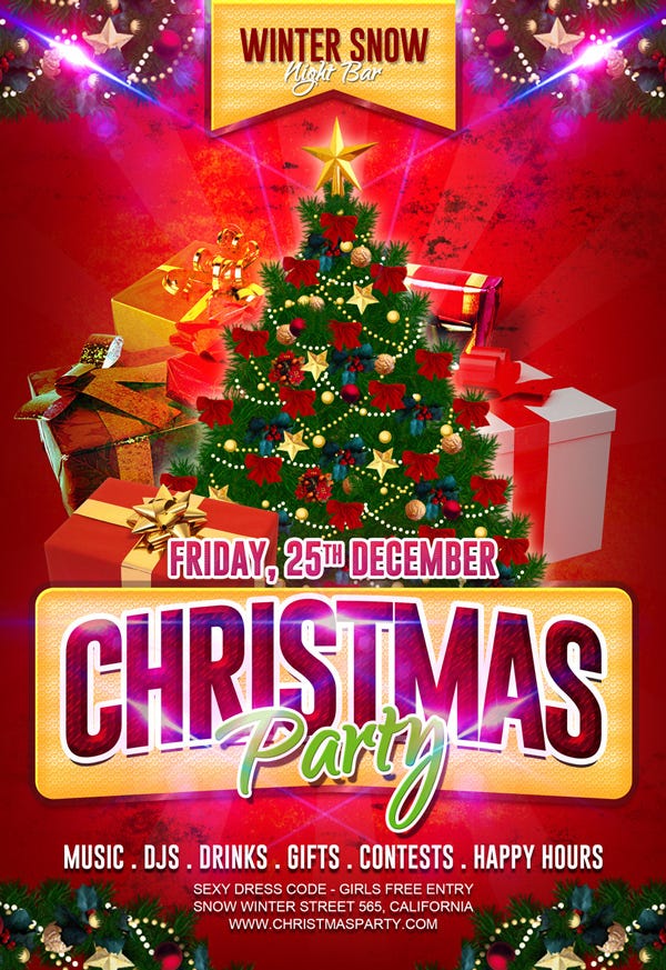 Free Christmas Party Flyer Template on Behance