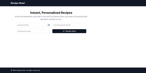 Recipe Now! — AI-Powered Personalized Recipe Generator