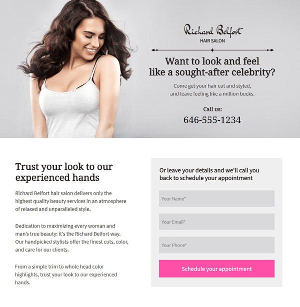 Hair-Salon Pagewiz landing page template image