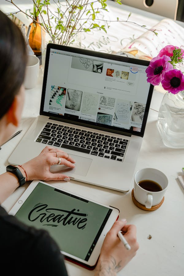 Woman browsing on her laptop