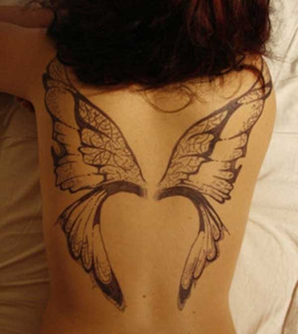 butterfly wing back tattoo