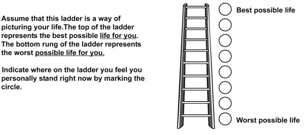 Figure 2: The “Cantril Ladder” is a simple method for determining how satisfied an individual is with their life [2].