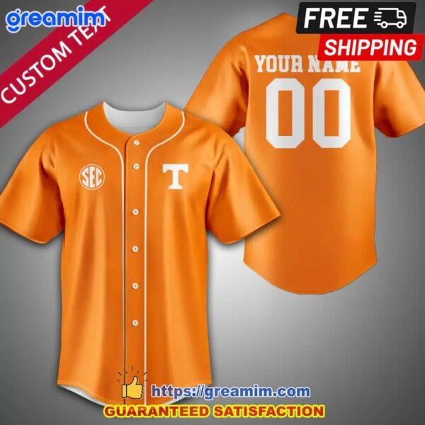 NCAA Tennessee Volunteers Personalized Fashion Baseball Jersey