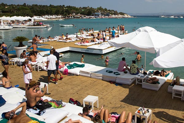 Seaside at the Sole Mare Beach Club in Alacati, Turkey