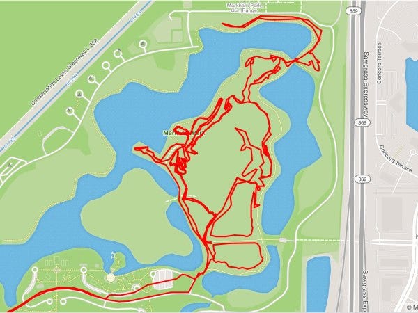 Une de mes traces à Markham Park