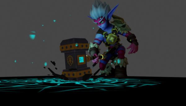 Character render of Echo (a Venge character) slamming a hammer into the ground with blue energy spreading through the cracks he made in the ground with the hammer