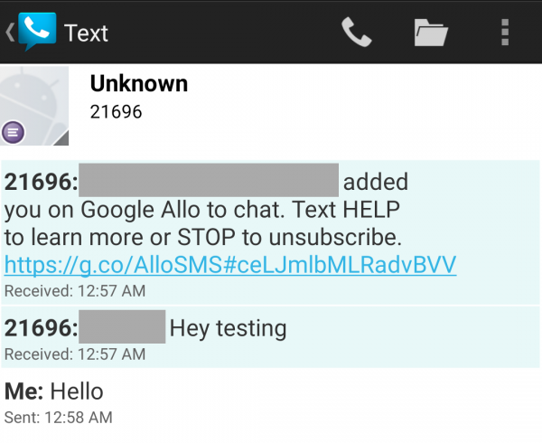 Chatting goes over SMS when Allo is not installed