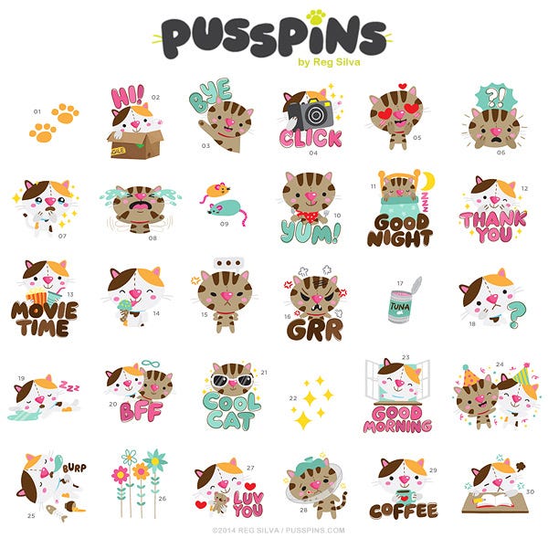 Pusspins stickers for InstaSize