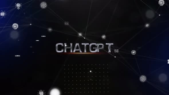 3D ChatGPT Metal Title Glitch Animation With Plexus Background Backgrounds Motion Graphics Stock…