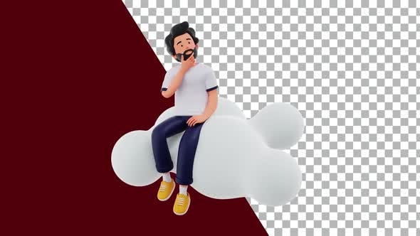A thinking man on a cloud Backgrounds Motion Graphics Stock Video
