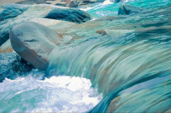 Flowing water over rocks