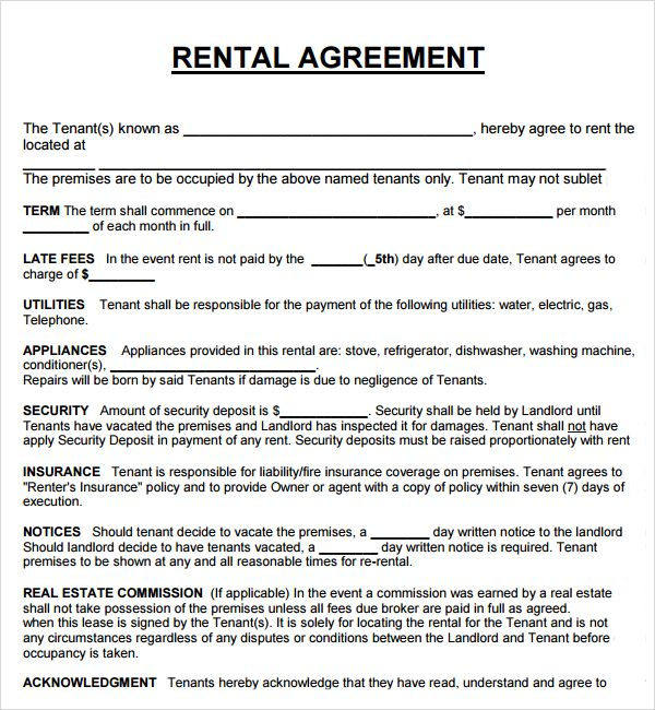 House Rent Agreement Format In Word 4 portsmou thnowand then Rental agreement templates
