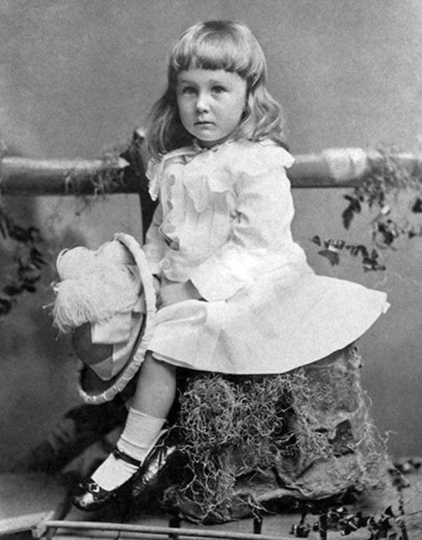 A young, unbreeched Roosevelt in 1884, 2-years-old.