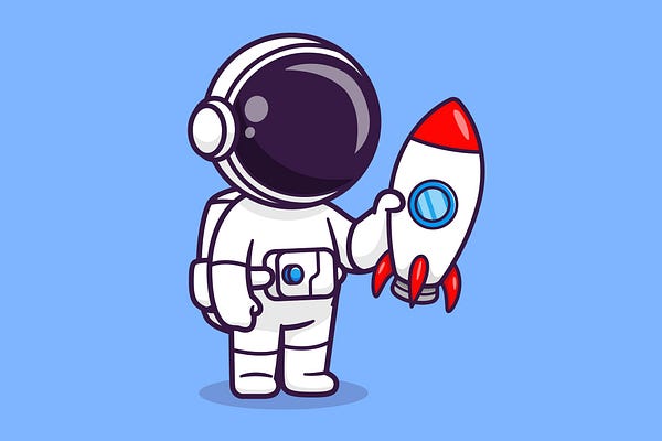 Cute Astronaut Holding Rocket Cartoon Illustration Illustrations Graph
