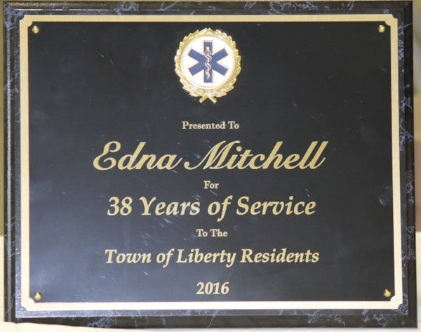 Recognizing her 38 years of service. PHOTO CREDIT: Tammy Reynolds