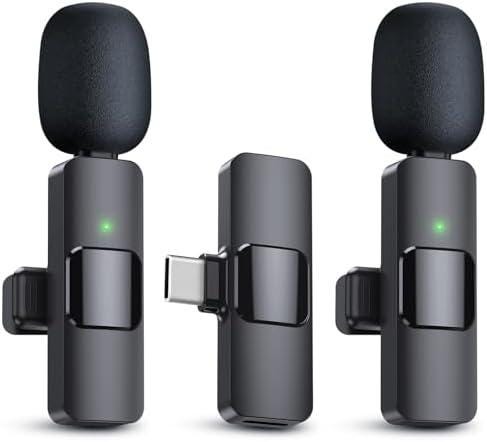 Top-Quality Wireless Lavalier Microphone Duo for iPhone 15 Series and Android