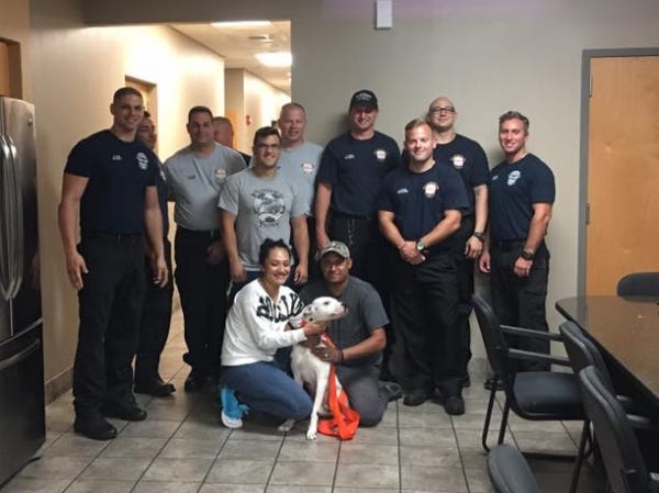 Chico, his owners and the Station 5 family. | Source: Hillsborough County Fire Rescue