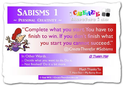 Sabisms "I create therefore I am" Finish to win