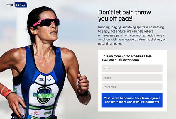 Sports-or-Fitness-Medicine Pagewiz landing page template image