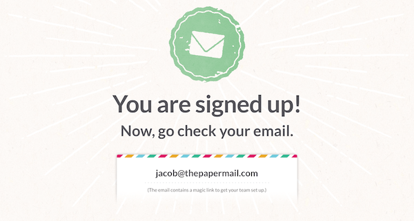 Example of a sign-up message after joining Slack