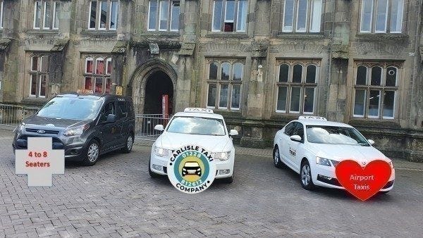 Taxis waiting for pickup at Carlisle Train Station