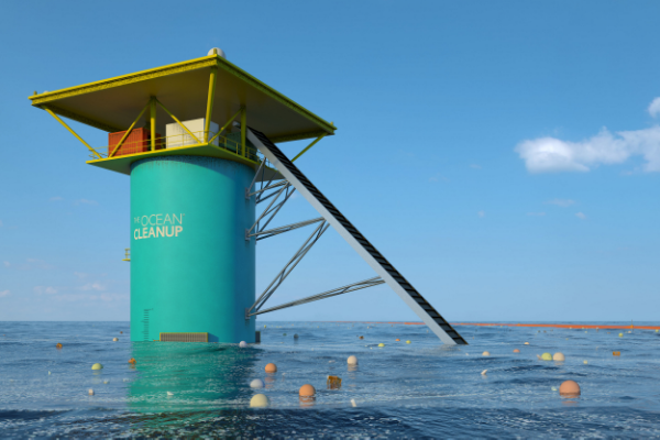 A close up of the collection station. Photo Courtesy of The Ocean Cleanup