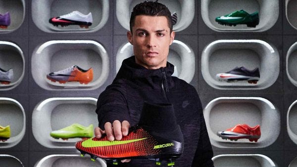 Cristiano Ronaldo endorsing Nike new product 