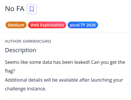 No FA — picoCTF Write-up