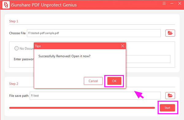 removed PDF permissions password successfully