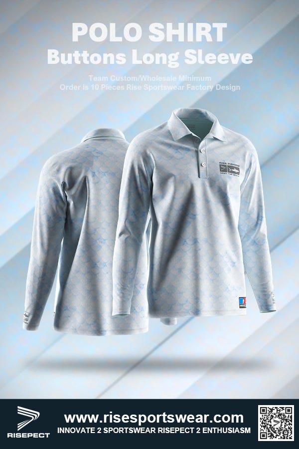 Fly fishing golf polo long sleeve button