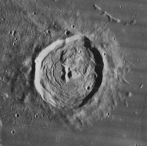 The story of logarithms: A picture of a lunar impact crater that was named after Henry Briggs