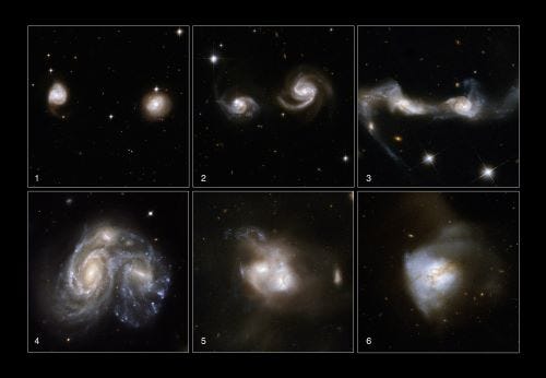 Spiral galaksiler birle?ince neden eliptik galaksilere dönü?ürler.