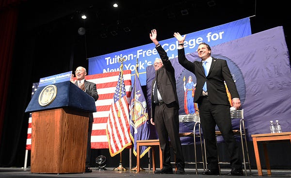 New York Governor Andrew Cuomo with Vermont Senator Bernie Sanders