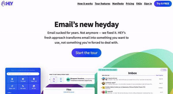 HEY Product Messaging — Their Features section is all kinds of brilliant.