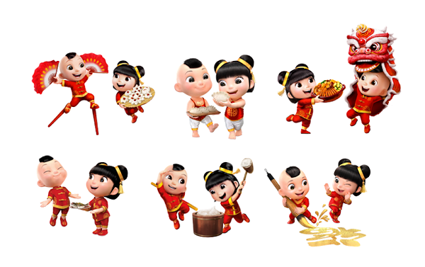 China has incorporated clay dolls A Fu and A Jiao as little helpers in the campaign’s advertisements and packaging
