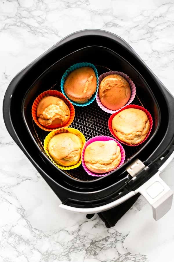 A image of baked cupcakes made using an air fryer