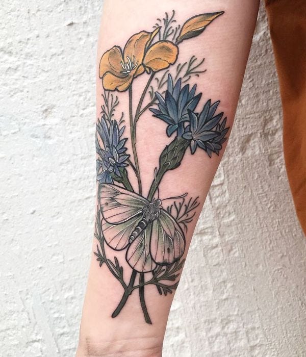 Wildflowers and Butterfly Tattoo