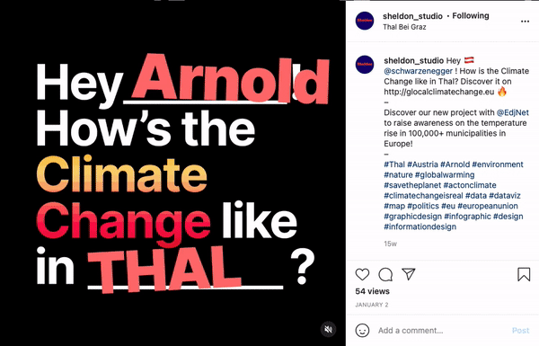 Screenshot from the Glocal Climate Change Instagram campaign designed by Sheldon.studio