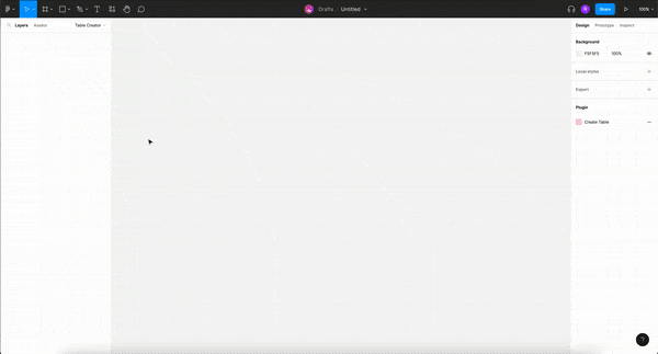 GIF showing how the Table Creator Figma plugin works.