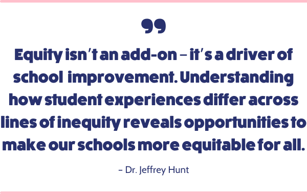 Equity isn’t an add-on– it’s a driver of school improvement. Understanding how student experiences differ across lines of inequity reveals opportunities to make our schools more equitable for all.