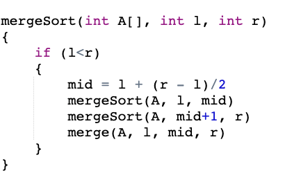 merge sort algorithm pseudocode