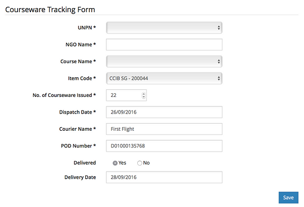 Financial Records — Revenue and Inventory- Courseware Tracking form