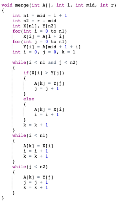 merge sort algorithm merging process pseudocode