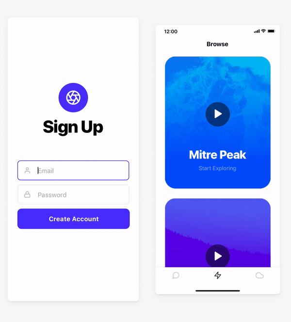 A GIF illustrating rapid prototyping for iOS in Framer X