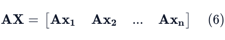 Writing AX as a matrix with columns consisting of the product matrix times column, i.e. Axᵢ.