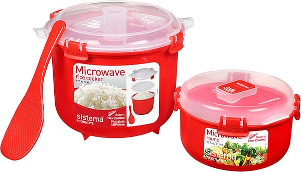 Sistema Microwave Rice Cooker and Steamer Bowl for Vegetables with Steam Release Vent, Dishwasher Safe, Red — Best Microwave Pressure Cookers Reviews — WALFOSBRAND.COM