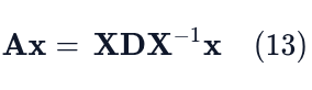 A applied to a vector x rewritten using the diagonalization formula.