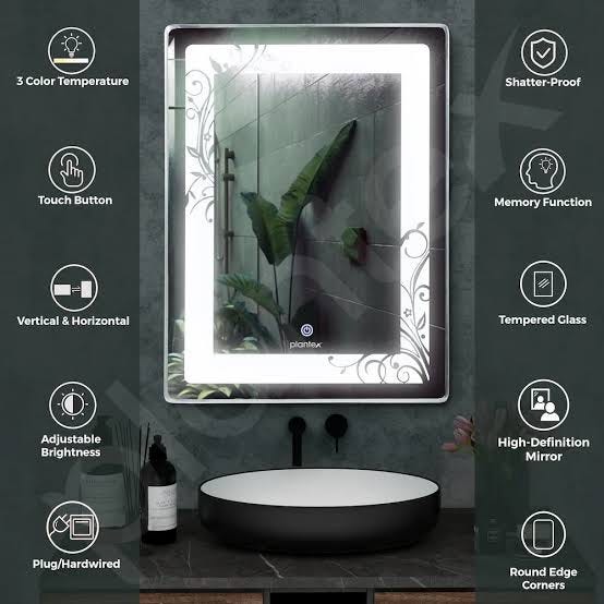 Plantex LED Mirror with 3 Tone Lighting – A Stylish & Functional Upgrade for Any Room